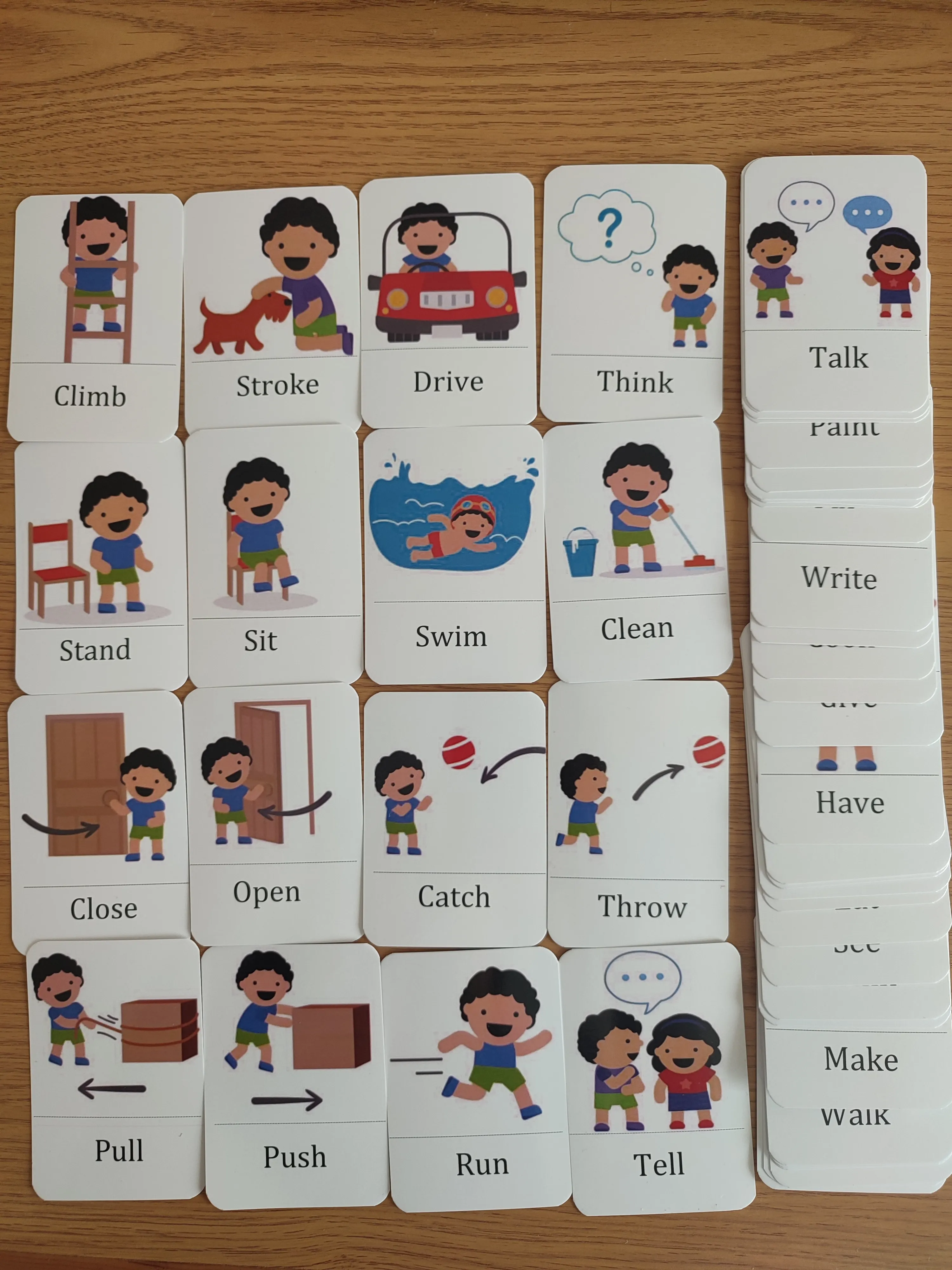45 cards of verbs