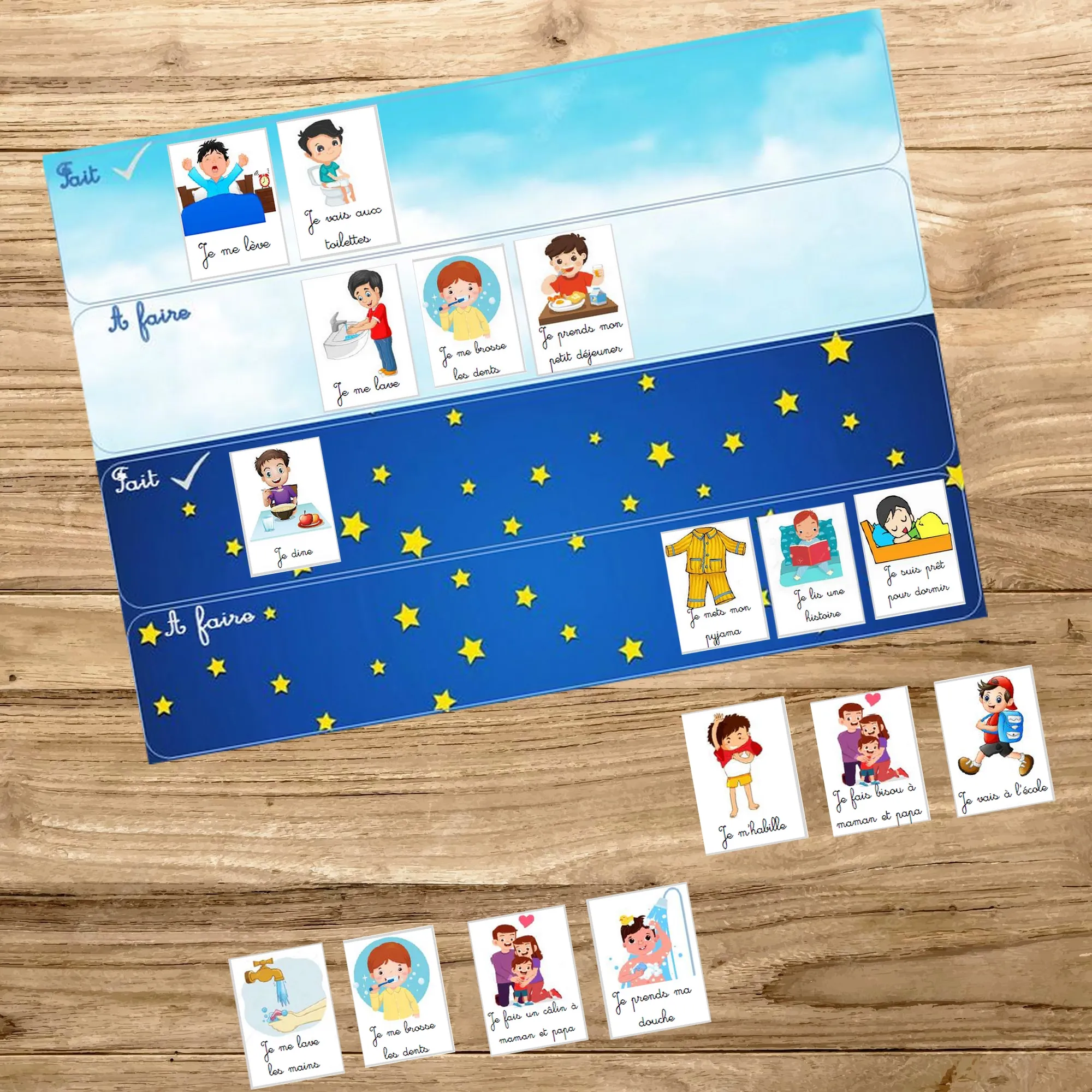 Routine enfant matin et soir pour garçons